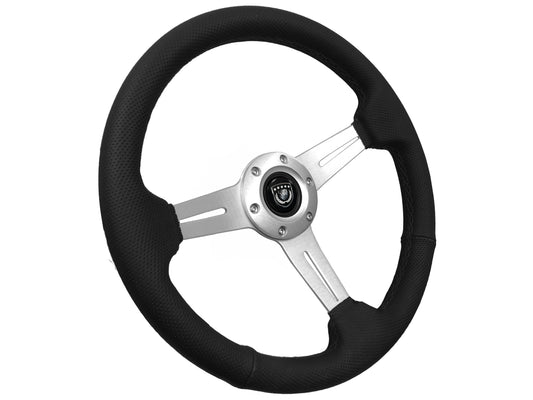VSW S6 Steering Wheel | Perforated Leather Brushed Aluminum | ST3587BLK-BLK