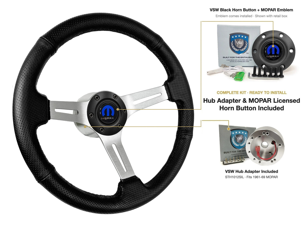 ST3587BLK-BLK steering wheel kit - Black horn button, MOPAR emblem