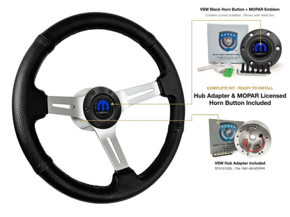 ST3587BLK-BLK steering wheel kit - Black horn button, MOPAR emblem