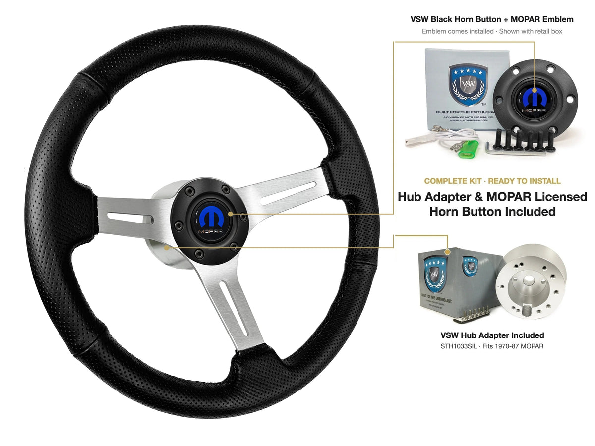 ST3587BLK-BLK steering wheel kit - Black horn button, MOPAR emblem