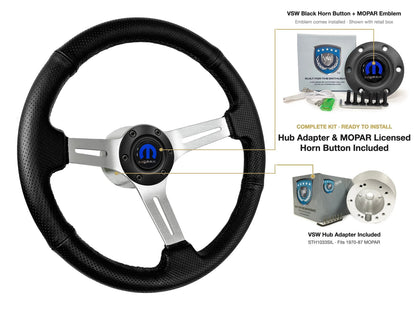 ST3587BLK-BLK steering wheel kit - Black horn button, MOPAR emblem