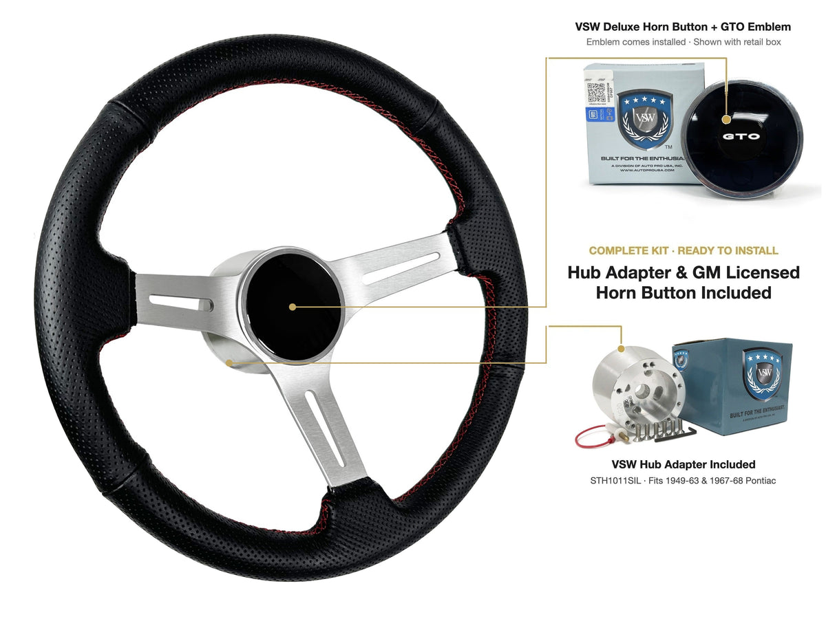 ST3587BLK-RED steering wheel kit - Deluxe horn button, GTO emblem