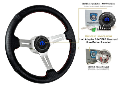 ST3587BLK-RED steering wheel kit - Black horn button, MOPAR emblem