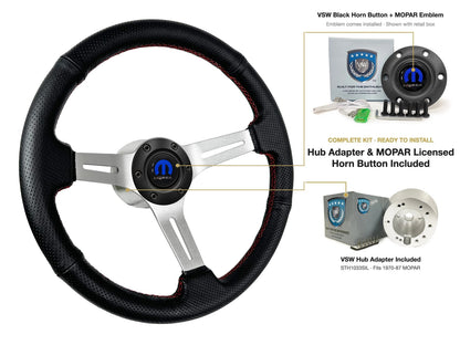 ST3587BLK-RED steering wheel kit - Black horn button, MOPAR emblem