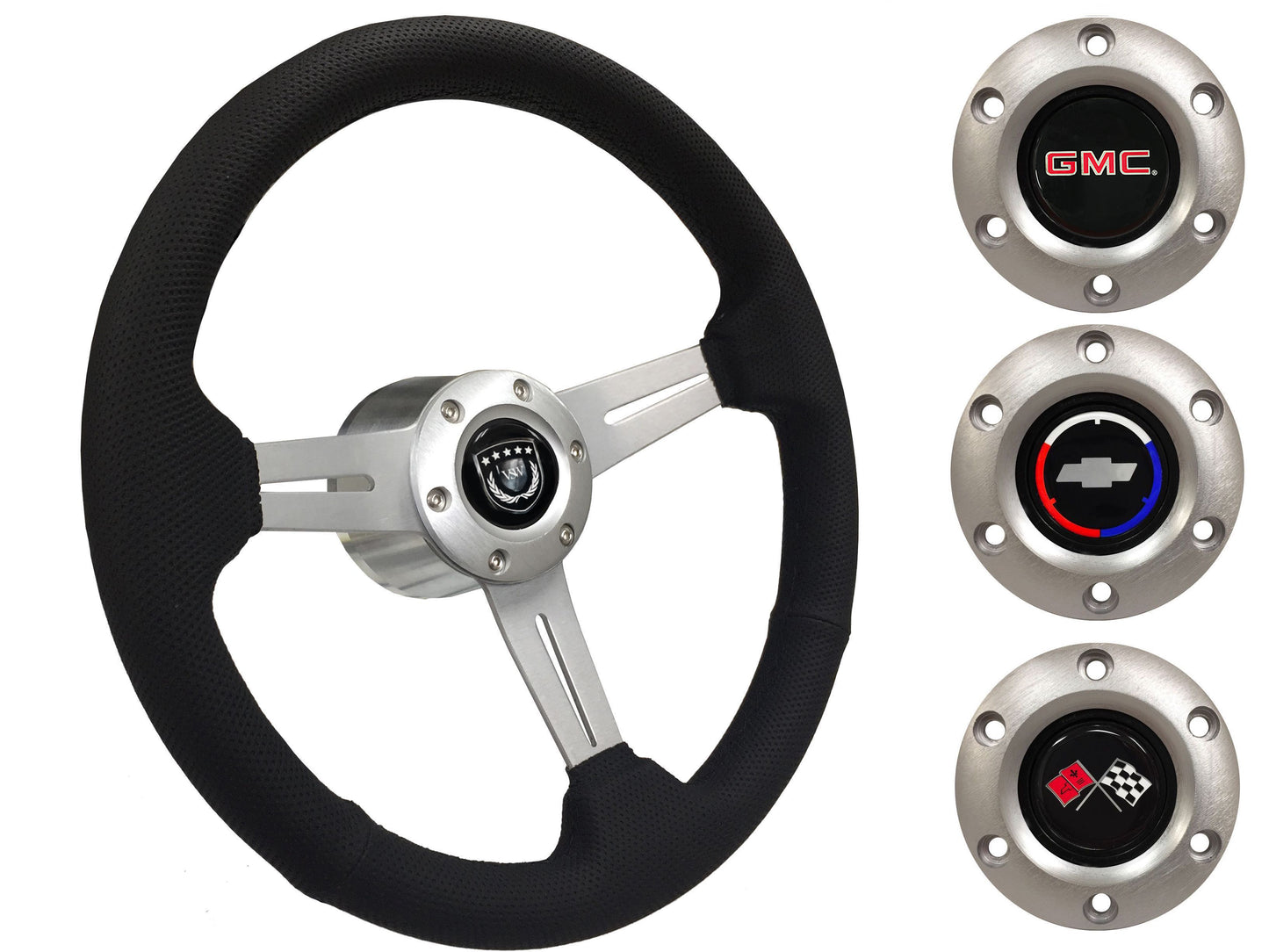 1960-73 Chevy Truck, GMC Steering Wheel Kit | Perforated Leather | ST3587BLK-BLK