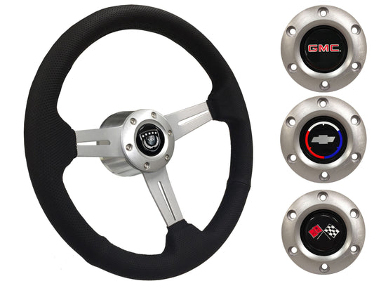 1974-94 Chevy Truck, GMC Steering Wheel Kit | Perforated Leather | ST3587BLK-BLK