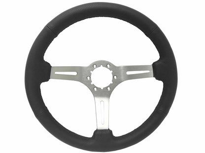 VSW S6 Steering Wheel | Perforated Leather Brushed Aluminum | ST3587BLK-BLK