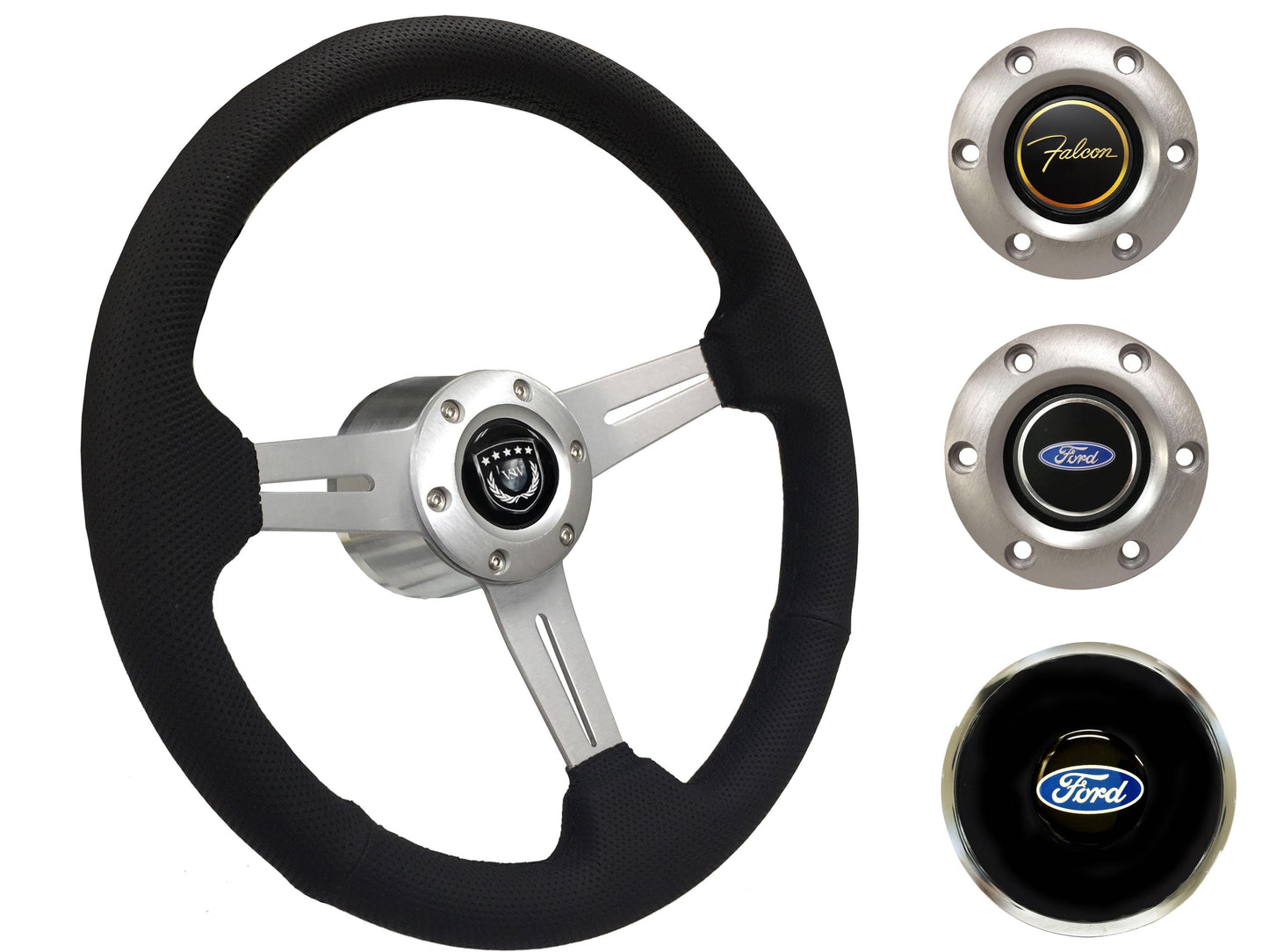 1970 Ford Falcon Steering Wheel Kit | Perforated Leather | ST3587BLK-BLK