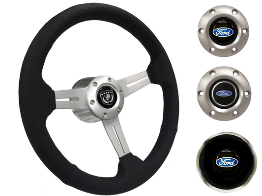 1969, 78-91 Ford Truck Steering Wheel Kit | Perforated Leather | ST3587BLK-BLK