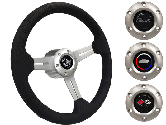 1969-77 Chevelle Steering Wheel Kit | Perforated Leather | ST3587BLK-BLK