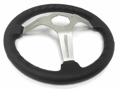 VSW S6 Steering Wheel | Perforated Leather Brushed Aluminum | ST3587BLK-BLK