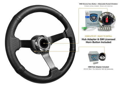 ST3602BLK steering wheel kit - Chrome horn button, Rocket II 1981-96 emblem