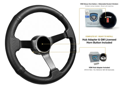 ST3602BLK steering wheel kit - Deluxe horn button, Rocket II 1981-96 emblem