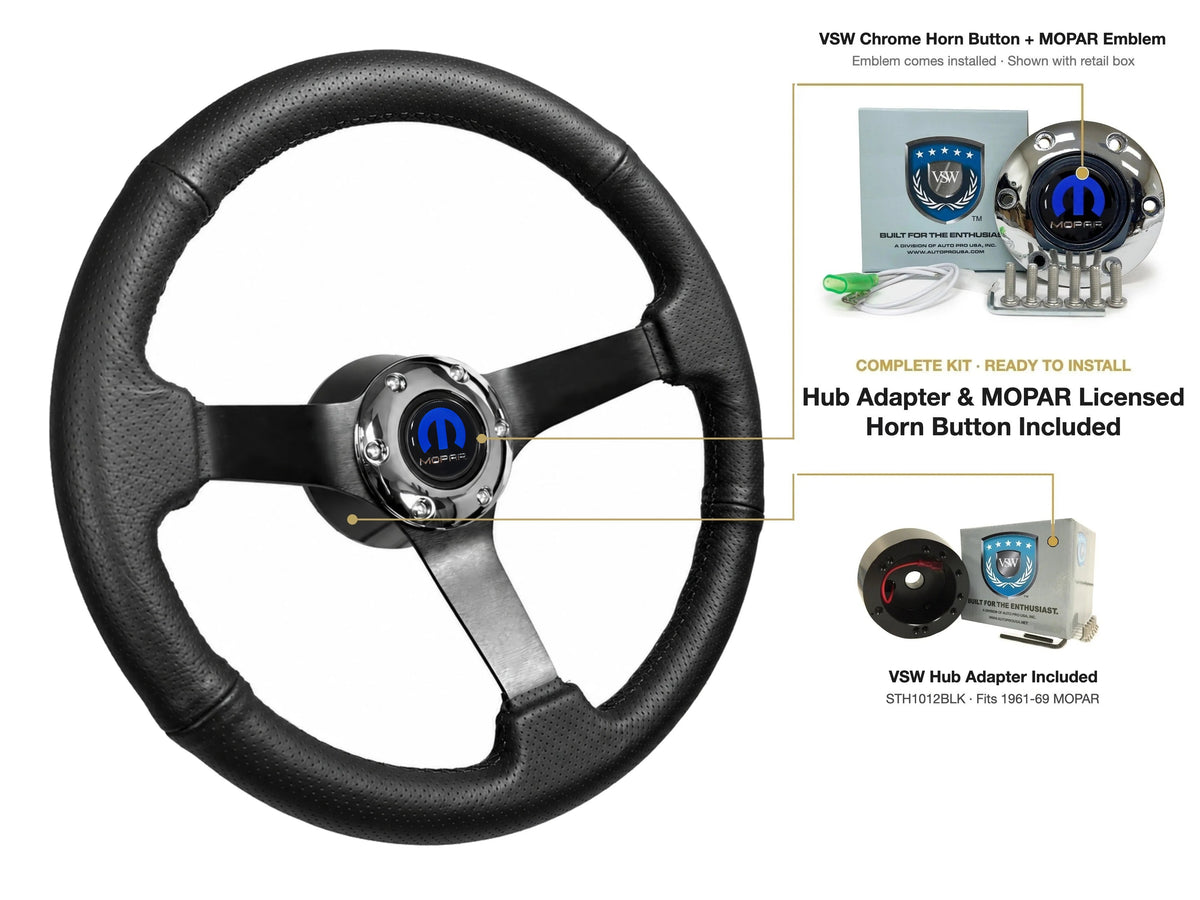 ST3602BLK steering wheel kit - Chrome horn button, MOPAR emblem