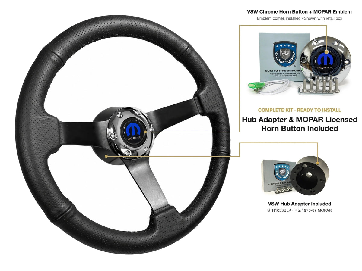 ST3602BLK steering wheel kit - Chrome horn button, MOPAR emblem