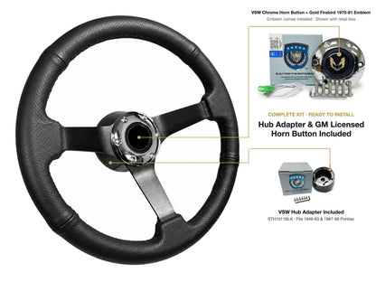 ST3602BLK steering wheel kit - Chrome horn button, Gold Firebird 1970-81 emblem