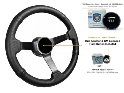 ST3602BLK steering wheel kit - Deluxe horn button, 442 1969-72 emblem