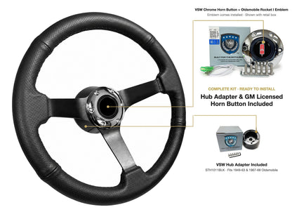 ST3602BLK steering wheel kit - Chrome horn button, Rocket I 1960-80 emblem