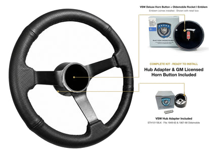 ST3602BLK steering wheel kit - Deluxe horn button, Rocket I 1960-80 emblem