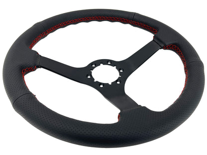 VSW S6 Sport Steering Wheel | Perforated Leather Black w/ Red Stitch | ST3602RED