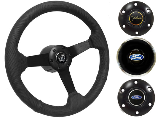 1965-69 Ford Falcon Steering Wheel Kit | Perforated Black Leather | ST3602BLK