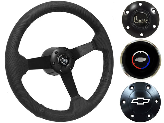 1969-89 Camaro Steering Wheel Kit | Perforated Black Leather | ST3602BLK