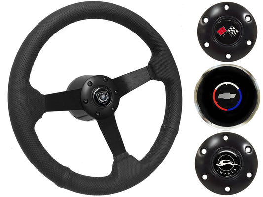 1969-85 Impala Steering Wheel Kit | Perforated Black Leather | ST3602BLK