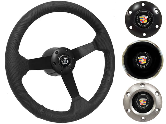 1969-89 Cadillac Steering Wheel Kit | Perforated Black Leather | ST3602BLK