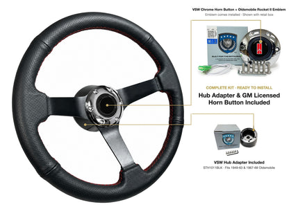 ST3602RED steering wheel kit - Chrome horn button, Rocket II 1981-96 emblem
