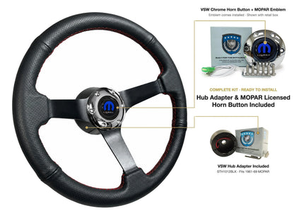 ST3602RED steering wheel kit - Chrome horn button, MOPAR emblem