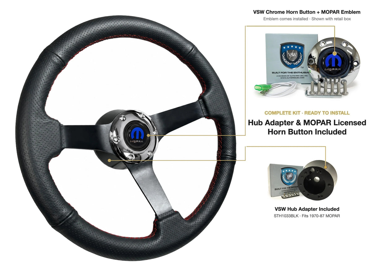 ST3602RED steering wheel kit - Chrome horn button, MOPAR emblem