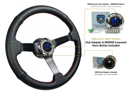 ST3602RED steering wheel kit - Chrome horn button, MOPAR emblem