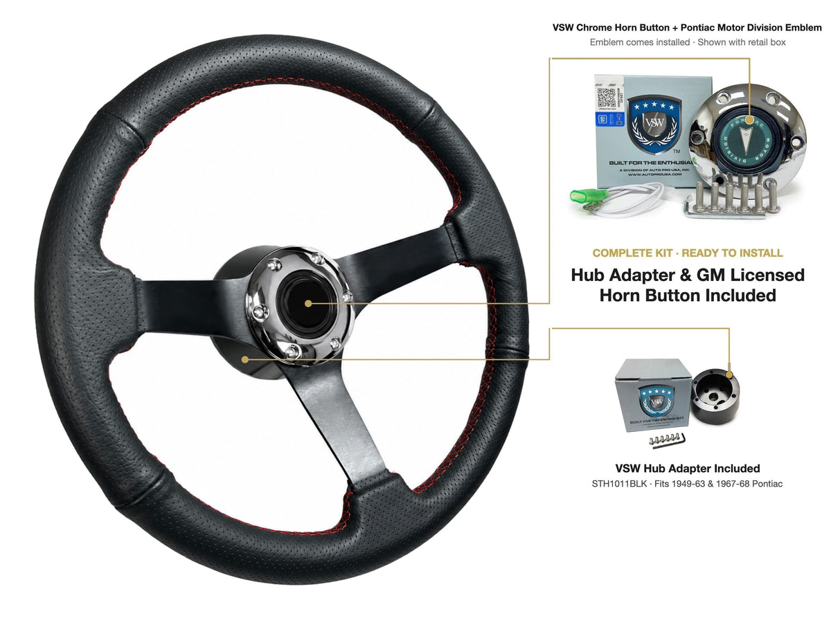 ST3602RED steering wheel kit - Chrome horn button, Pontiac Motor Division emblem