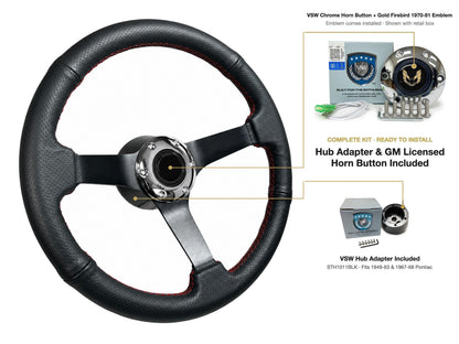 ST3602RED steering wheel kit - Chrome horn button, Gold Firebird 1970-81 emblem