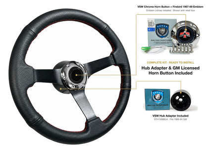 ST3602RED steering wheel kit - Chrome horn button, Firebird 1967-69 emblem