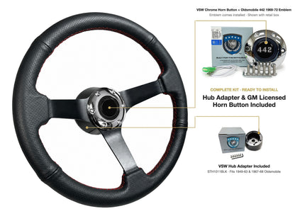 ST3602RED steering wheel kit - Chrome horn button, 442 1969-72 emblem