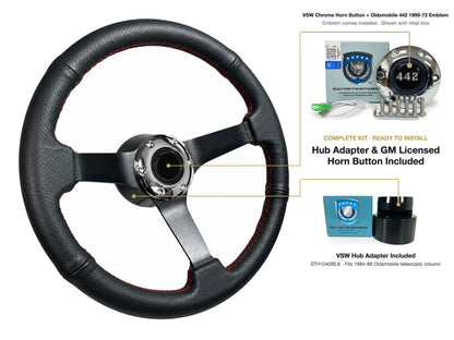 ST3602RED steering wheel kit - Chrome horn button, 442 1969-72 emblem