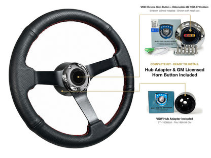 ST3602RED steering wheel kit - Chrome horn button, 442 1965-67 emblem