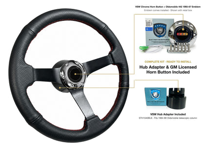 ST3602RED steering wheel kit - Chrome horn button, 442 1965-67 emblem