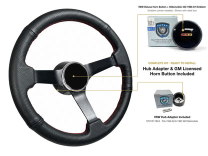 ST3602RED steering wheel kit - Deluxe horn button, 442 1965-67 emblem