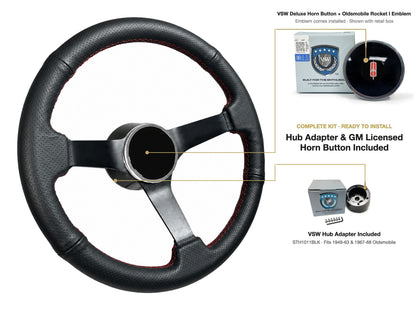 ST3602RED steering wheel kit - Deluxe horn button, Rocket I 1960-80 emblem