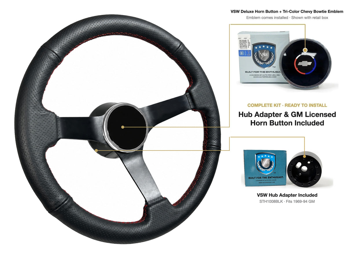 ST3602RED steering wheel kit - Deluxe horn button, Tri-Color Chevy Bowtie emblem