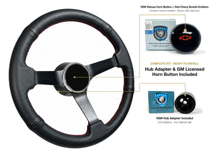 ST3602RED steering wheel kit - Deluxe horn button, Red Chevy Bowtie emblem