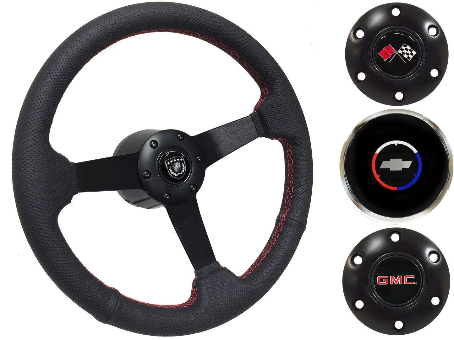 1960-73 Chevy Truck, GMC Steering Wheel Kit | Perforated Black Leather | ST3602BLK