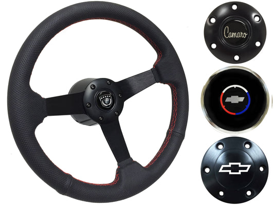 1969-89 Camaro Steering Wheel Kit | Perforated Black Leather | ST3602RED
