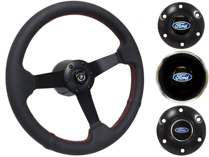 1965-69 Ford Ranchero Steering Wheel Kit | Perforated Black Leather | ST3602RED