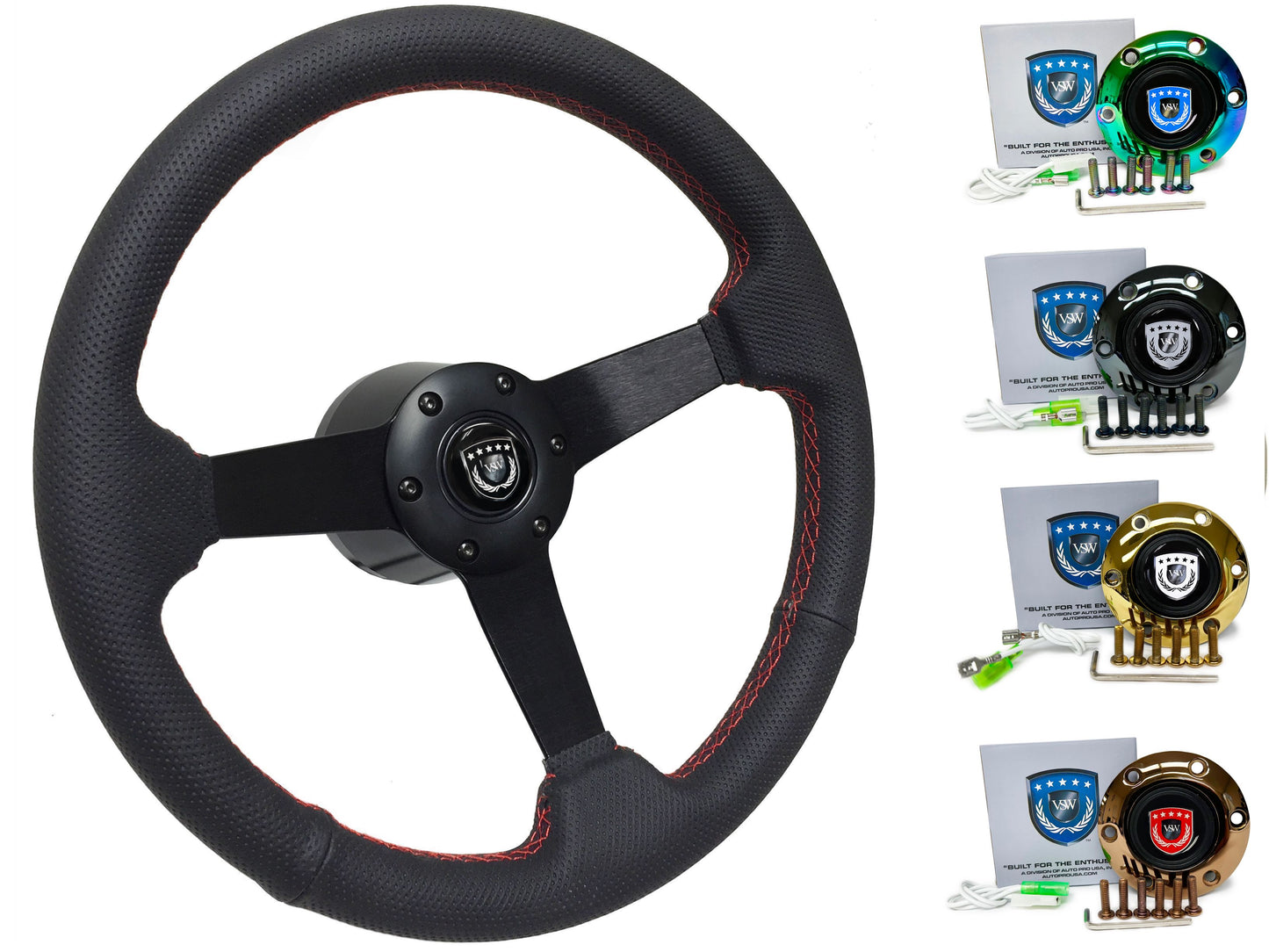 1990+ Nissan 200SX Steering Wheel Kit | Perforated Black Leather | ST3602RED