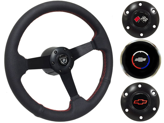 1990-2005 Corvette Steering Wheel Kit | Perforated Black Leather | ST3602RED