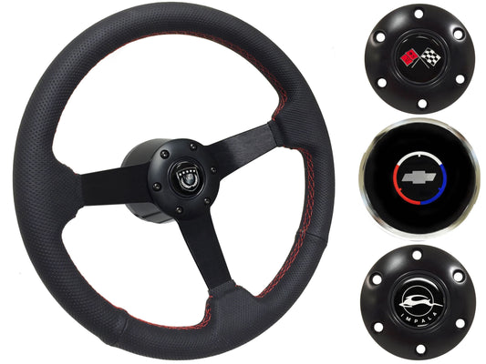 1969-85 Impala Steering Wheel Kit | Perforated Black Leather | ST3602RED