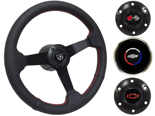 1970-88 Monte Carlo Steering Wheel Kit | Perforated Black Leather | ST3602RED